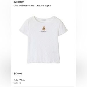 Burberry Kids' White Tee with Bear Design